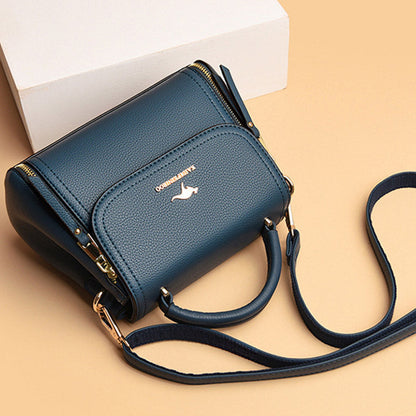 Medium Double Compartment Leather Satchel Handbag