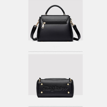 Medium Double Compartment Leather Satchel Handbag