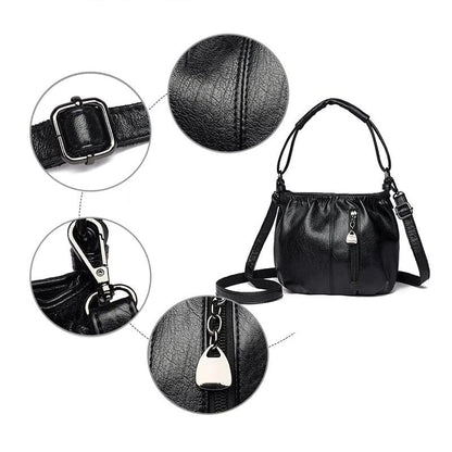Pleated Bucket Leather Handbag