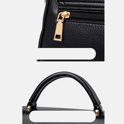 Medium Double Compartment Leather Satchel Handbag