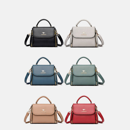 Medium Double Compartment Leather Satchel Handbag