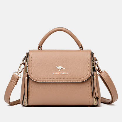 Medium Double Compartment Leather Satchel Handbag