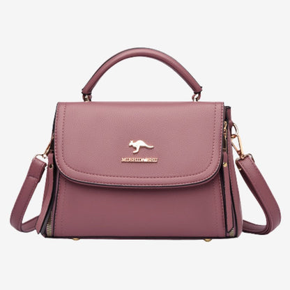 Medium Double Compartment Leather Satchel Handbag